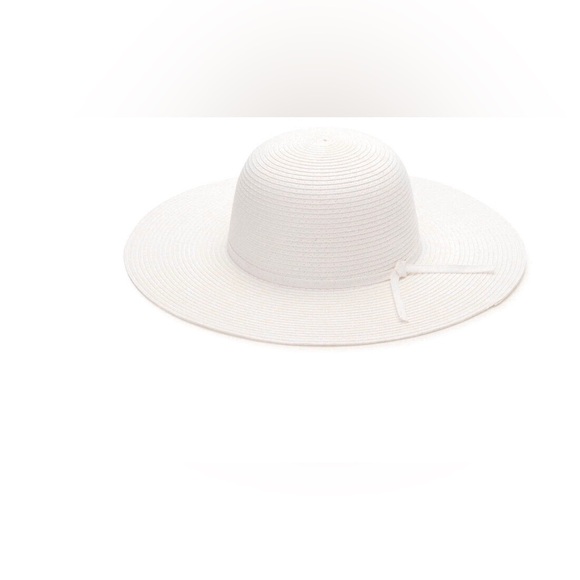 White faux straw packable adjustable band wide brim floppy hat new - Picture 3 of 4